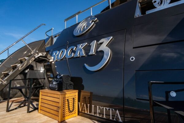 Baglietto Rock 13 superyacht exterior view and name board