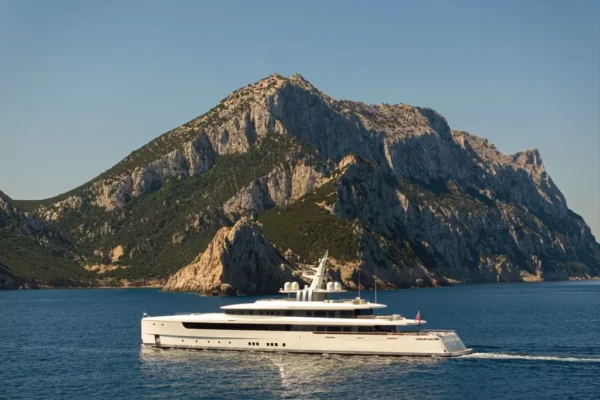 Rossinavi Alchemy 66m yacht navigazione lungo una costa panoramica